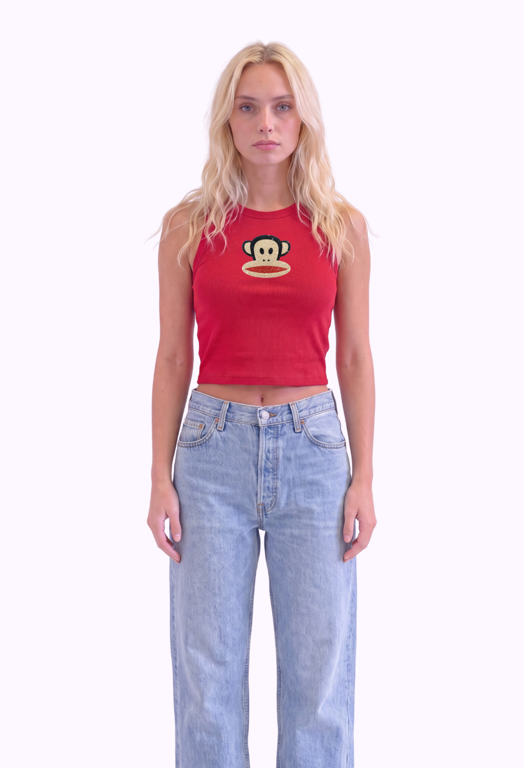 RED RHINESTONE TANK TOP