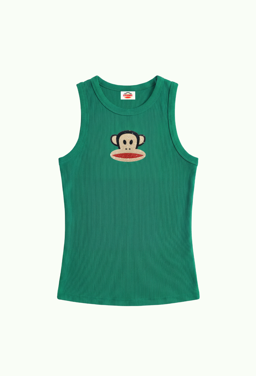 GREEN RHINESTONE TANK TOP